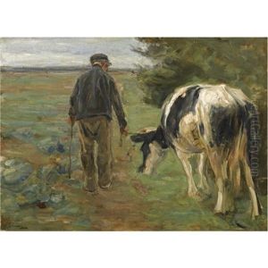 Bauer Mit Kuh-farmer And Cow by Max Liebermann