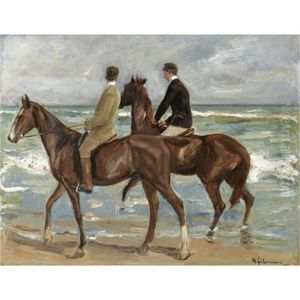 Zwei Reiter Am Strand Nach Links-two Riders On A Beach by Max Liebermann