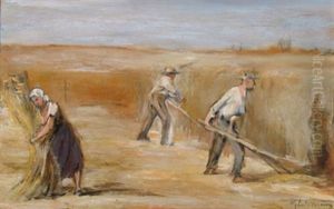 Getreideernte-schnitter (preliminary Study For The Mural Sommer In The Altona Cityhall) by Max Liebermann