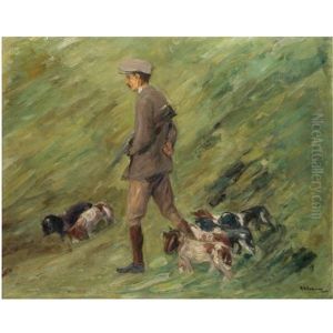 Jager In Den Dunen - Trainer Mit Hunden by Max Liebermann