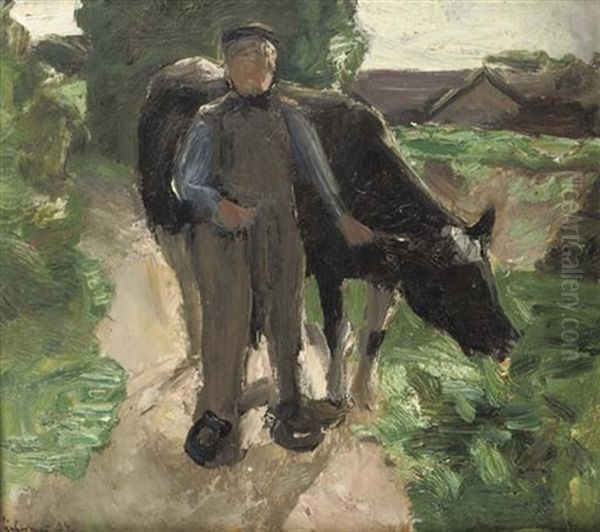 Farmer And Cow - view 1