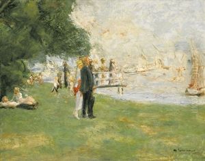 Spazierganger Am Wannseeufer (strollers On The Wannsee) by Max Liebermann