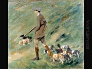 Jager In Den Dunen - Trainer Mit Hunden by Max Liebermann