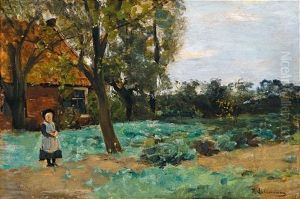 Hollandisches Bauernhaus Mit Kind by Max Liebermann