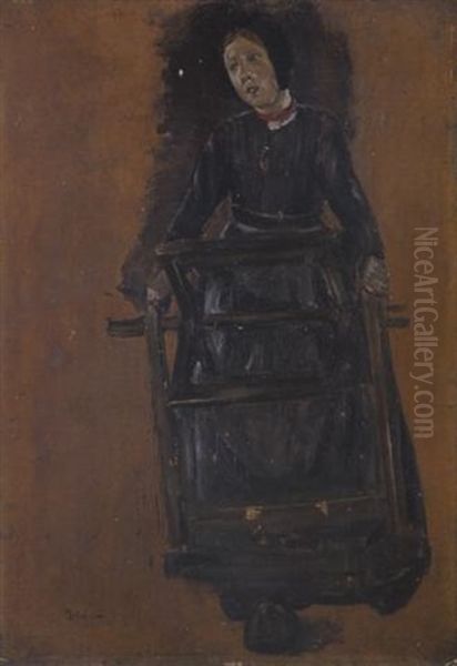 Madchen Mit Haspel - Studie Zur Flachsscheuer In Laren - view 1