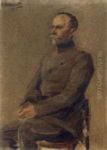 Bildnis Eines Sitzenden Herrn In Der Uniform Eines Offiziers Nach Links by Max Liebermann