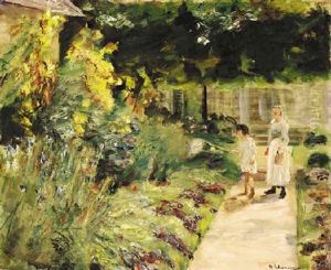 Die Enkelin Des Kunstlers Mit Ihrem Kindermadchen Im Nutzgarten Des Landhauses In Wannsee