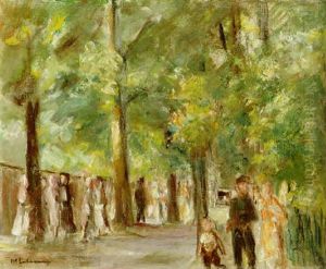 Grosse Seestrasse In Wannsee Mit Spaziergangern by Max Liebermann