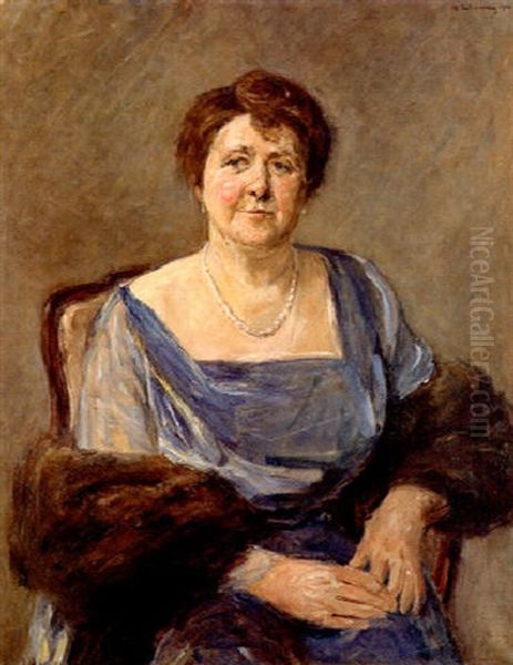 Portrait Einer Unbekannten Dame In Blauen Kleid - view 1