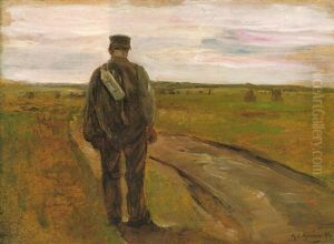 Heimkehrender Arbeiter - Landarbeiter Auf Dem Heimweg by Max Liebermann