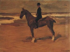 Reiter Am Strand Nach Links by Max Liebermann
