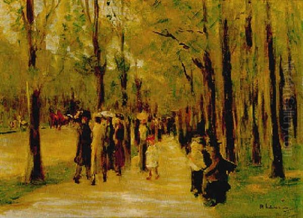 Allee Im Tiergarten Mit Spaziergangern - view 1