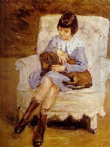 Maria Riezler-white, Granddaughter Of Artist, With Dachshund On Her Knee