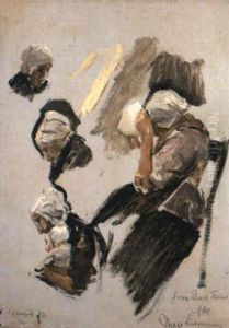 Studienkopfe Von Bauerinnen by Max Liebermann