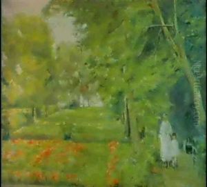 Die Enkelin Des Kunstlers Mit Ihrer Kinderfrau Im Wannseegarten