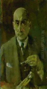 Self-portrait With Palette And Brushes by Max Liebermann