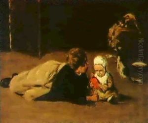 Spielende Kinder (die Geschwister) by Max Liebermann