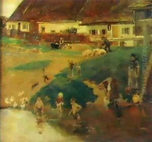 Dorfidyll, 1879 by Max Liebermann