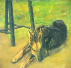 Schlafender Schaferhund by Max Liebermann