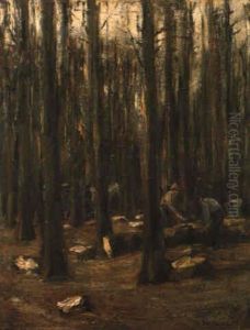 Holzhacker Im Inneren Eines Waldes Holzhacker Im Inneren Eines Waldes