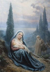Rest During Flight To Egypt by Liebscher, Adolf