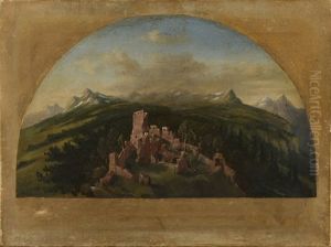 Lunette With A Ruin by Karel Liebscher