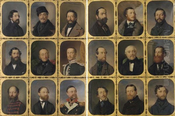 Portraits Of Notaries From The Hungarian Rebellion Of 1848 (pair Of 9 Portrais Each) - view 1