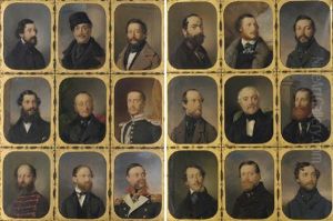 Portraits Of Notaries From The Hungarian Rebellion Of 1848 (pair Of 9 Portrais Each) by Friedrich Johann Gottlieb (Franz) Lieder