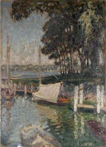 Ankernde Boote An Einem Seeufer (wannsee?) - view 1
