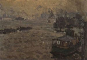 Hamburger Hafen Bei Den St. Pauli Landungsbrucken by Alfred Liedtke
