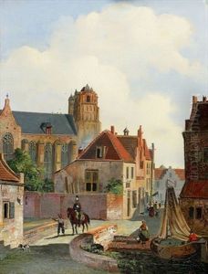 Stadtansicht Mit Reiter