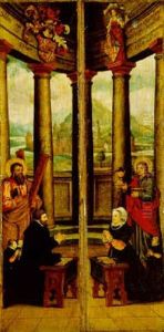 Saint Andrew With A Donor And His Sons by Hans Liefrinck the Elder