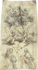 Saint Francois Et Un Autre Saint Ayant Une Vision De Latrinite by Luigi Benfatto