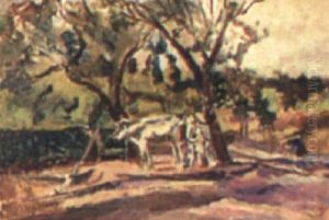 Farm Landscape With Animals In Field by Ulvi Liegi