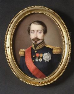Exceptionnelle Paire De Miniatures Figurant L"empereur Napoleon Iii Et L"imperatrice Eugenie by Sophie Lienard