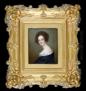 Portrait De Jeune Femme En Robe Noire Bordee D'hermine by Sophie Lienard