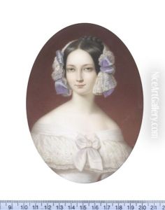 Princess Helene-louise-elisabeth Of Mecklenburg-schwerin (1814-1858), Duchesse D'orleans (1837-1858), Wearing White Decollete Dress With Double-tiered Lace Trim