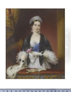 Queen Victoria (1819-1901), Queen Of Great Britain And Ireland (1837-1901), Standing In The Royal Box At The Drury Lane Theatre, Wearing White Dress by Sophie Lienard
