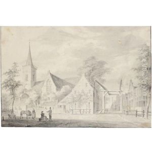 View Of Breukelen, With The Church Of St. John To The Left by Paul van Liender