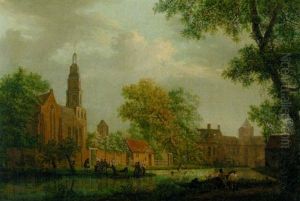 Hollandische Kirche Und Kloster An Einem Kanal