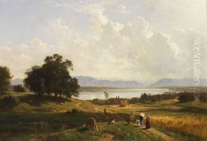 Der Starnberger See Von Pocking Aus Gesehen by Adolf Heinrich Lier