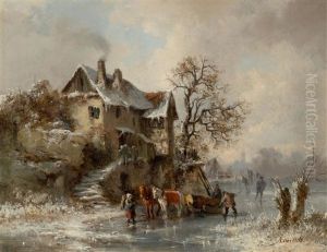 Winter Landscape With Ice Skaters thumbnail