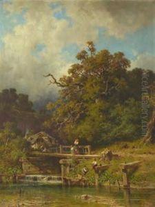 "am Muhlbach Im Tale" by Adolf Heinrich Lier