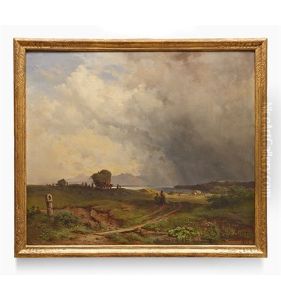 Heuwagen Bei Aufziehendem Gewitter, 1859 by Adolf Heinrich Lier