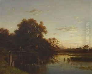 Abendstimmung Am Seeufer by Adolf Heinrich Lier