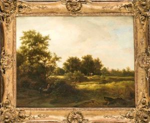 Abendlandschaft Mit Heimkehrenden Bauern Und Hirten