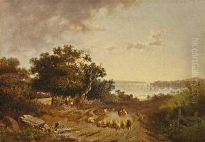 Seelandschaft Mit Schafherde by Adolf Heinrich Lier