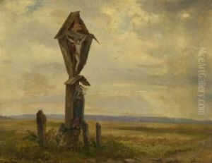 Feldkreuz Bei Abendstimmung by Adolf Heinrich Lier