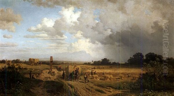 Heuernt In Oberbayern Bei Aufziehendem Gewitter - view 1