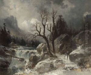 Winterliche Gebirgslandschaft by Adolf Heinrich Lier